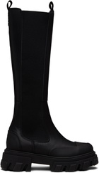 GANNI Black Cleated Tall Chelsea Boots