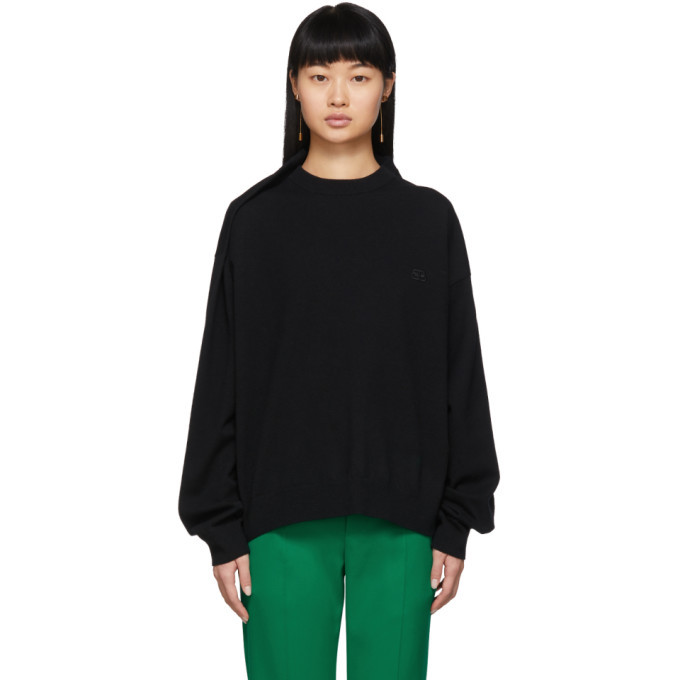 h*u様 BALENCIAGA ブラック ニットポロセーター Balenciaga Black Wool Pinched Shoulder Sweater Balenciaga