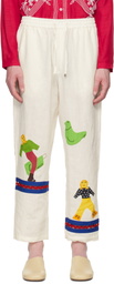 HARAGO Off-White Applique Trousers