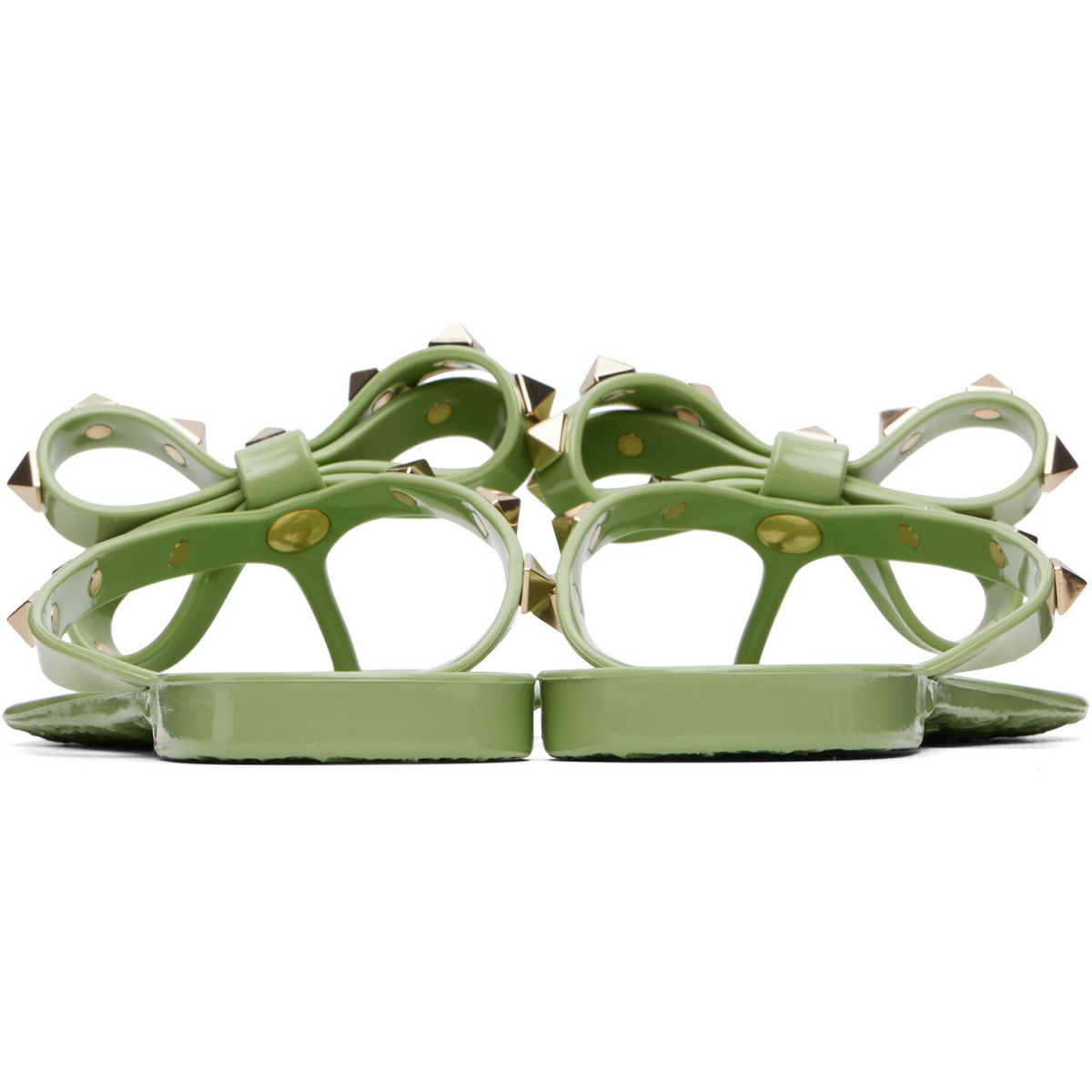 Valentino Garavani Green Thong Rockstud Sandals