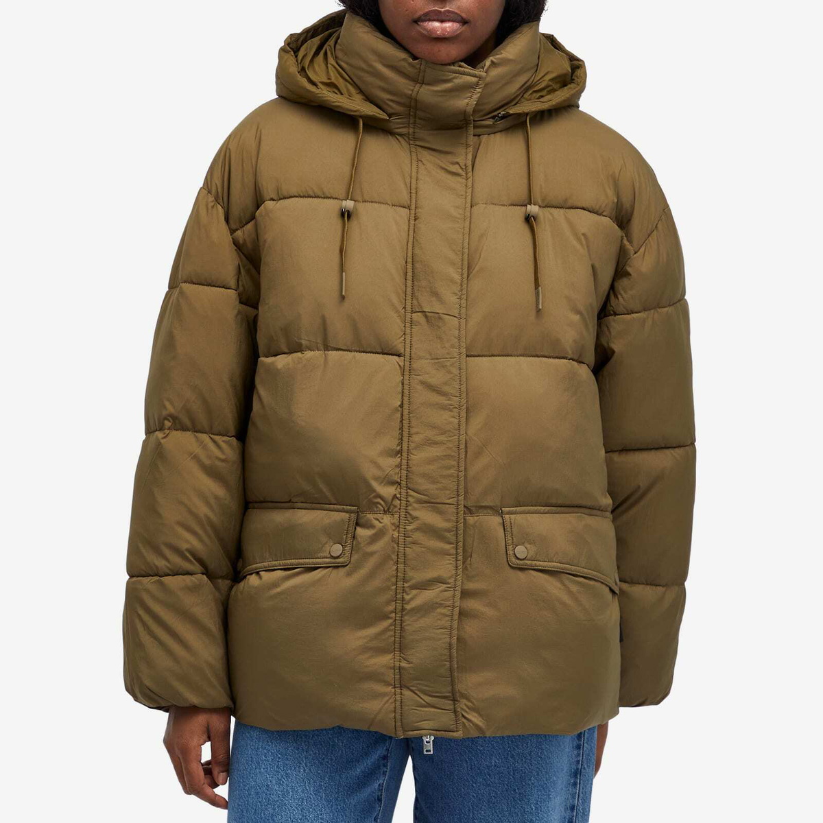 Closed Women's cropped puffer jacket in Clover Green Closed