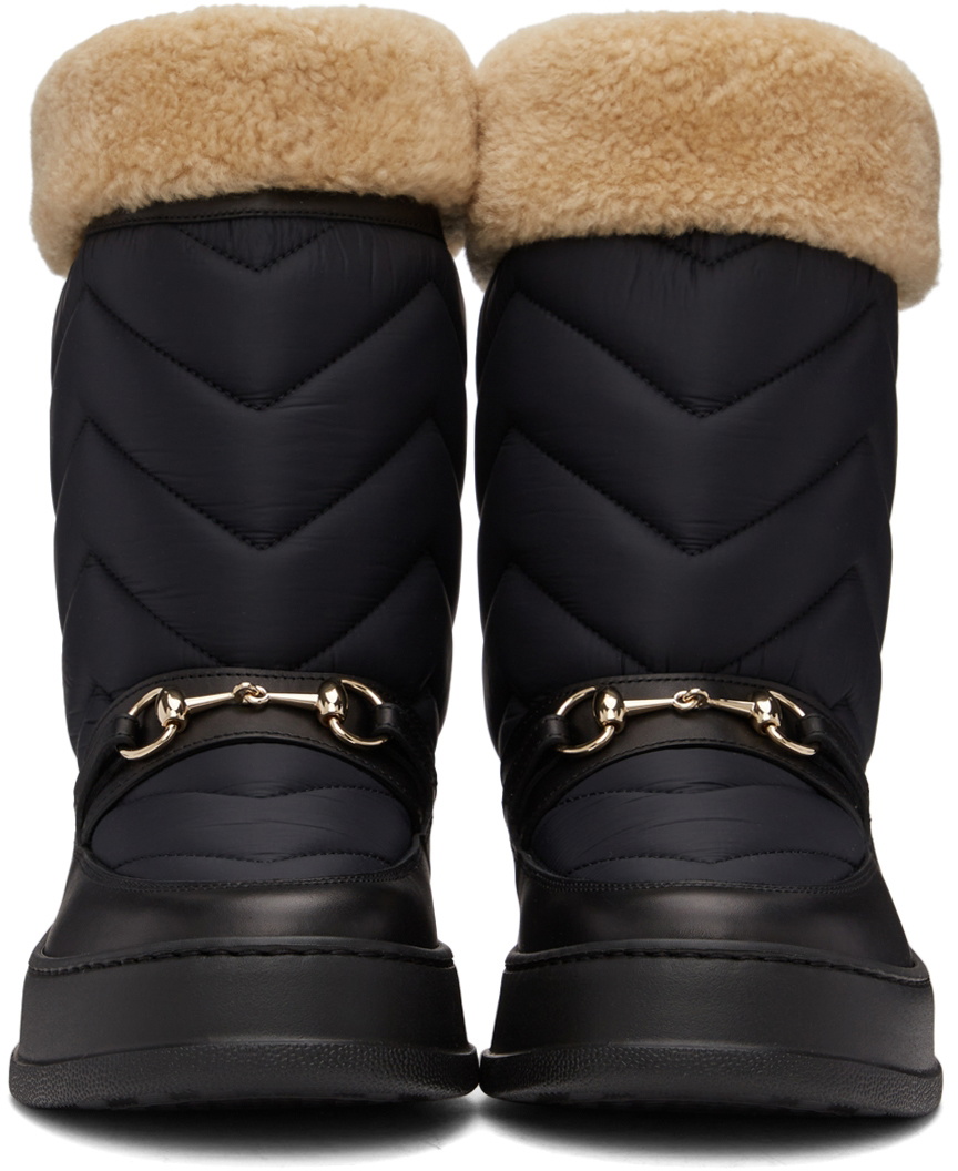 Gucci Black Chevron & Horsebit Boots Gucci display picture 3