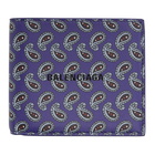 Balenciaga Purple Paisley Printed Wallet