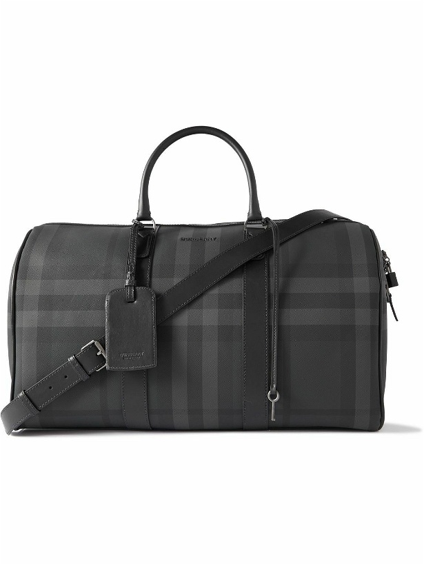 Photo: Burberry - Boston Leather-Trimmed Checked Coated-Canvas Duffle Bag