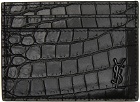 Saint Laurent Black Croc Card Holder