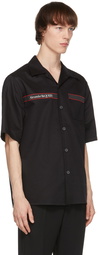 Alexander McQueen Black Gabardine Logo Short Sleeve Shirt