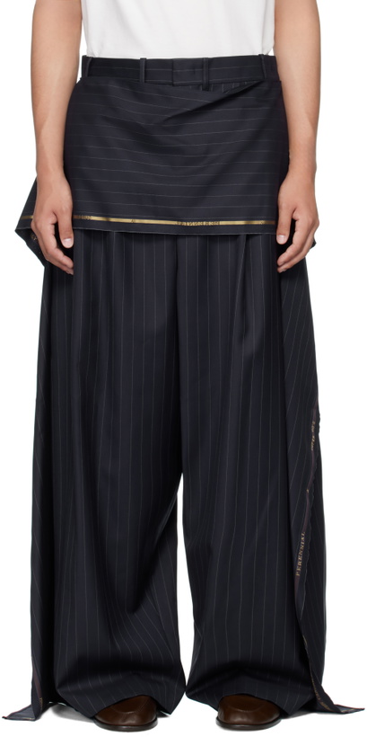 Photo: Hed Mayner Navy Wool Suiting Trousers