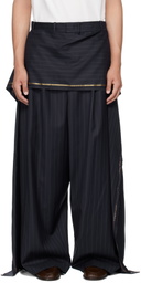 Hed Mayner Navy Wool Suiting Trousers