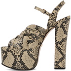Gucci Beige & Brown Python Platform Heeled Sandals