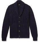 Dunhill - Shawl-Collar Ribbed Merino Wool Cardigan - Navy