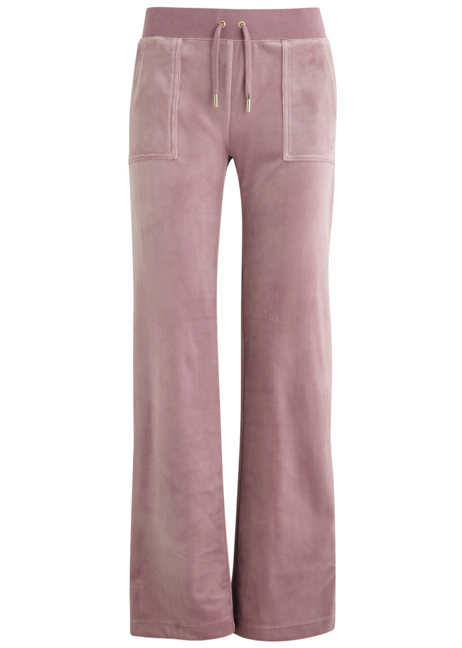 Juicy Couture Del Ray Logo-embroidered Velour Sweatpants Light Pink