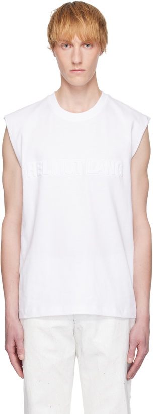 Photo: Helmut Lang White Embossed Logo Tank Top