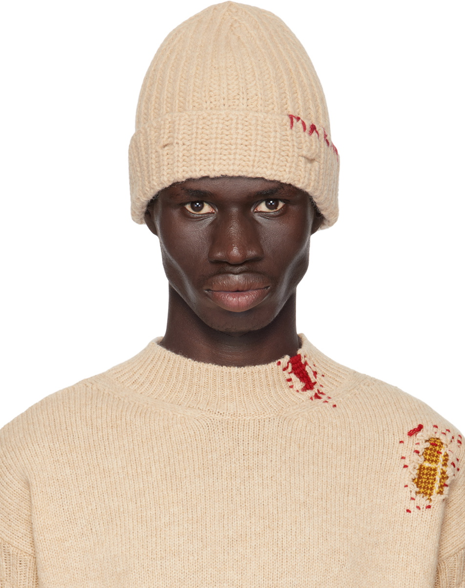 Marni Beige Shetland Wool Beanie Marni display picture 2