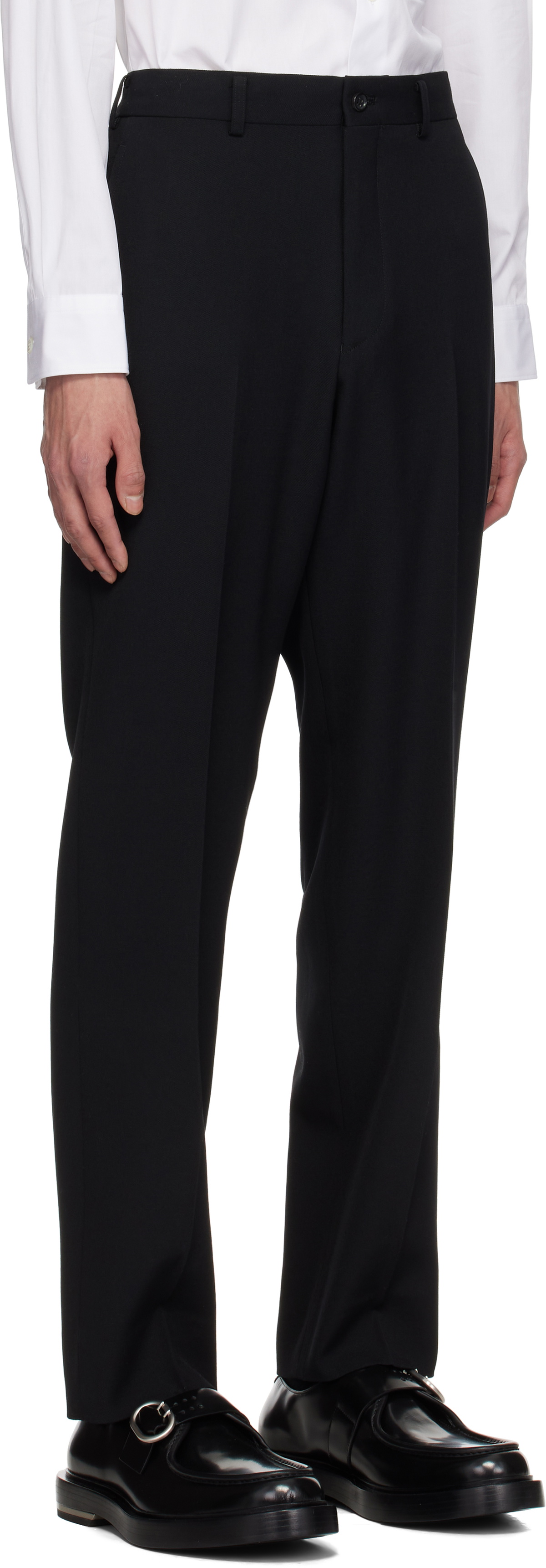 Comme des Garçons Homme Deux Black Wool Gabardine Trousers