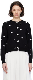 Pushbutton Black Ribbon Cardigan