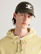 CELINE - Logo-Appliquéd Checked Wool-Felt Baseball Cap - Brown