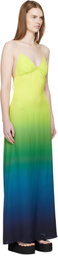Casablanca Green & Blue Jacquard Monogram Gradient Maxi Dress