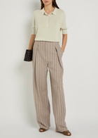 Emporio Armani Chevron-knit Straight-leg Cotton-blend Trousers Beige