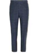 RICHARD JAMES - Slim-Fit Tapered Prince of Wales Checked Linen and Wool-Blend Suit Trousers - Blue