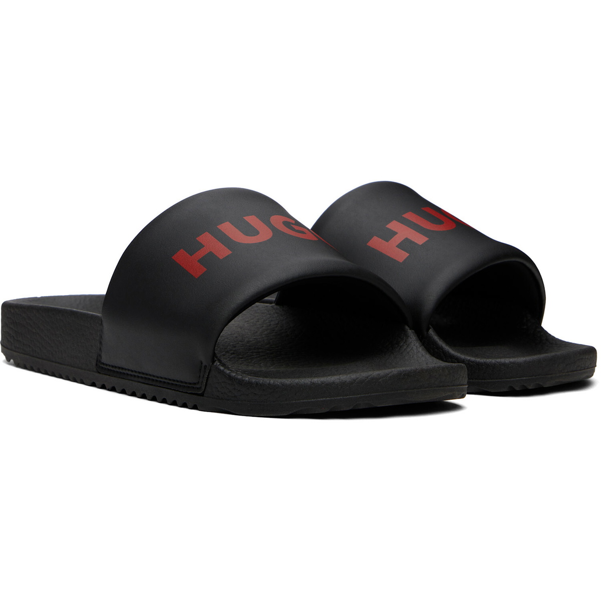 Hugo Black Padded Strap & Contrast Logo Slide Sandals