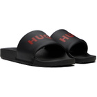 Hugo Black Padded Strap & Contrast Logo Slide Sandals