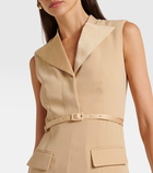 Roland Mouret Belted crêpe satin midi dress