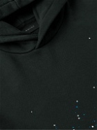 AMIRI - Crystal-Embellished Paint-Splattered Cotton-Jersey Hoodie - Black