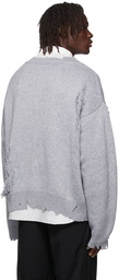 C2H4 Grey Distressed Layered Sweater