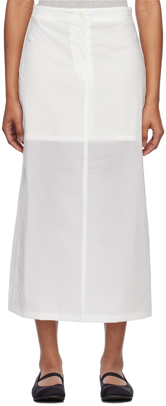 Photo: AMOMENTO White Semi-Sheer Maxi Skirt
