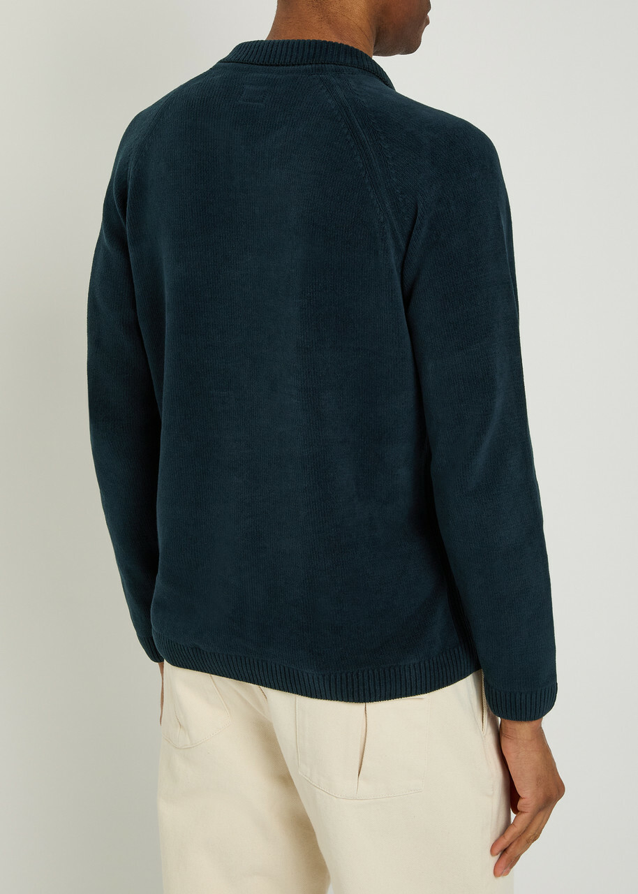 C.P. Company Cotton Polo Jumper Navy