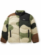 DIME - Logo-Embroidered Quilted Fleece and Shell Bomber Jacket - Green