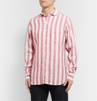 Drake's - Cutaway-Collar Striped Linen Shirt - Red