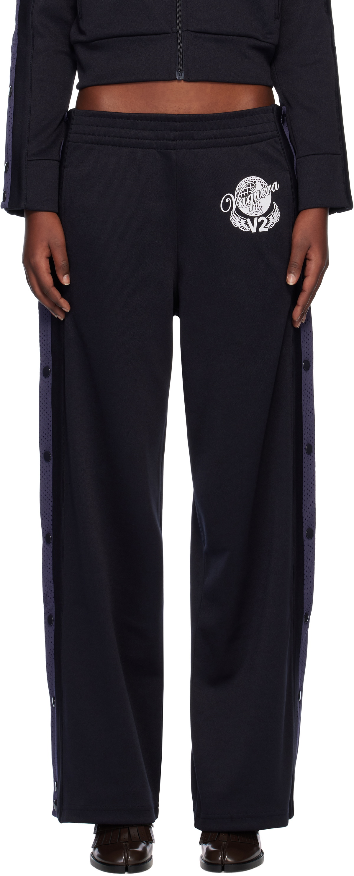 VAQUERA Navy Snap Track Pants