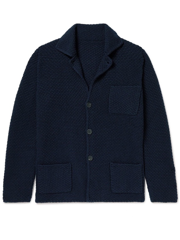 Photo: Anderson & Sheppard - Slim-Fit Textured Wool and Cashmere-Blend Cardigan - Blue