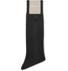 TOM FORD - Logo-Embroidered Ribbed Cotton Socks - Men - Charcoal