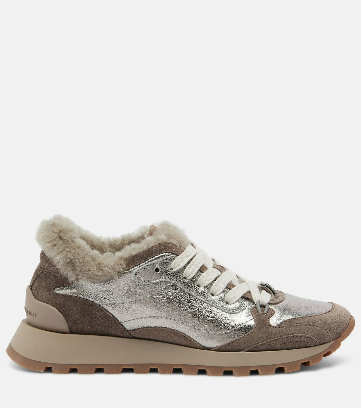 Brunello Cucinelli Monili shearling-trimmed leather sneakers