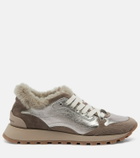 Brunello Cucinelli Monili shearling-trimmed leather sneakers