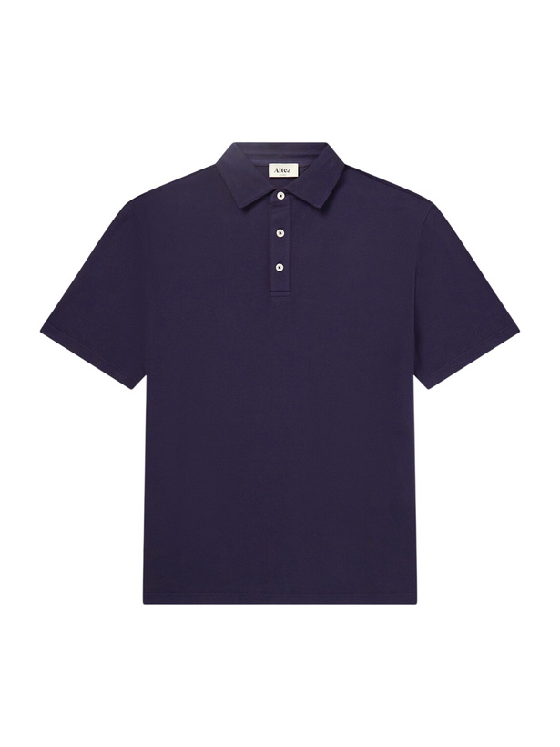 Photo: Altea - Greg Cotton-Blend Piqué Polo Shirt - Blue