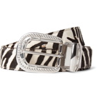 TAKAHIROMIYASHITA TheSoloist. - 3cm Reversible Zebra and Leopard-Print Calf Hair Belt - Men - White