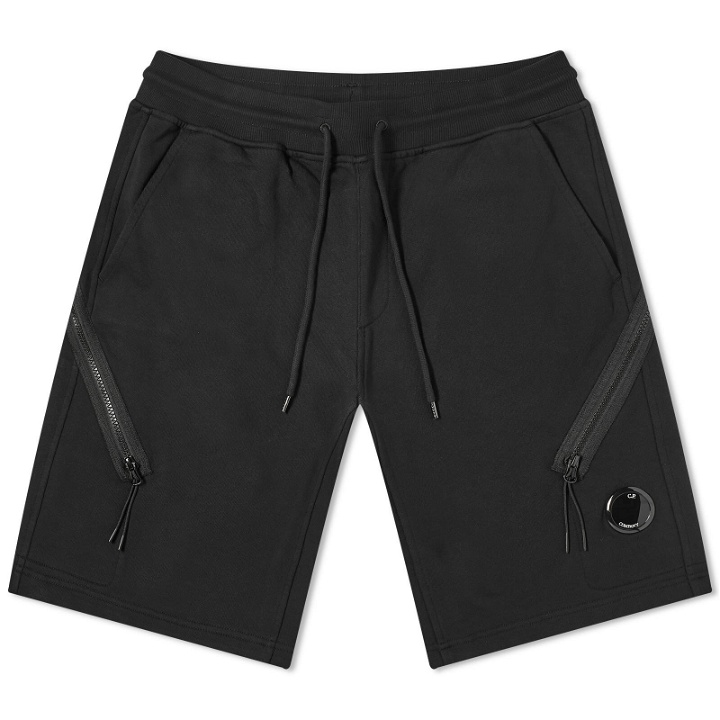 Photo: C.P. Company Men's Lens Fleece Back Shorts in Black