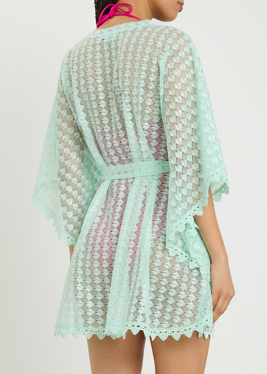 Melissa Odabash Petra Belted Cover-up Mini Dress - Mint - One Size