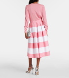 Carolina Herrera Striped pleated cotton-blend midi skirt