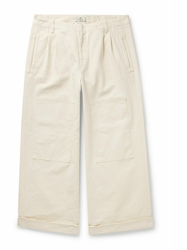 Photo: Etro - Pleated Wide-Leg Cotton-Blend Twill Trousers - Neutrals