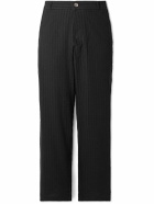 Oliver Spencer - William Straight-Leg Organic Cotton-Blend Seersucker Trousers - Black