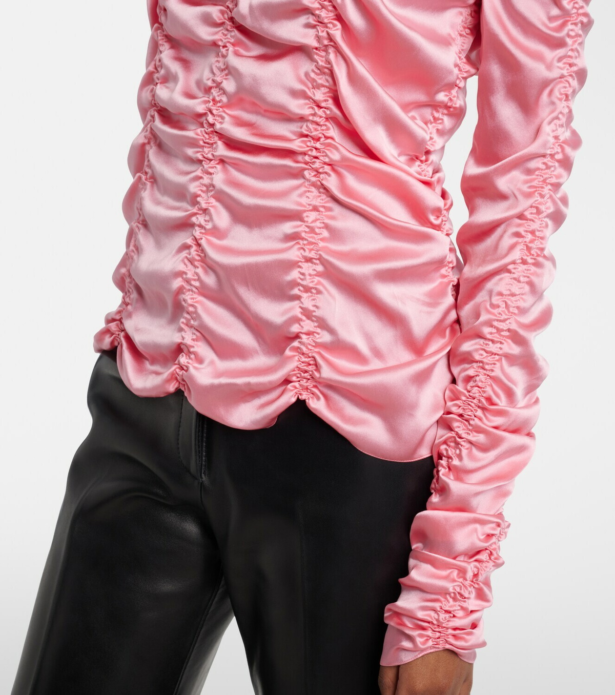 Khaite Rory ruched silk charmeuse top