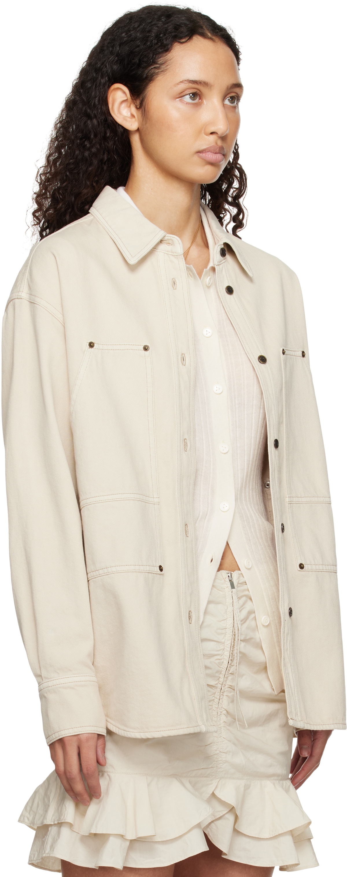 Isabel Marant Etoile Beige Okely Denim Jacket