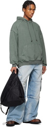 Juun.J Blue Language Lettering Embroidery Dyed Hoodie