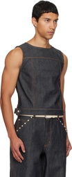 Veneda Carter SSENSE Exclusive Navy Boxy Denim Vest
