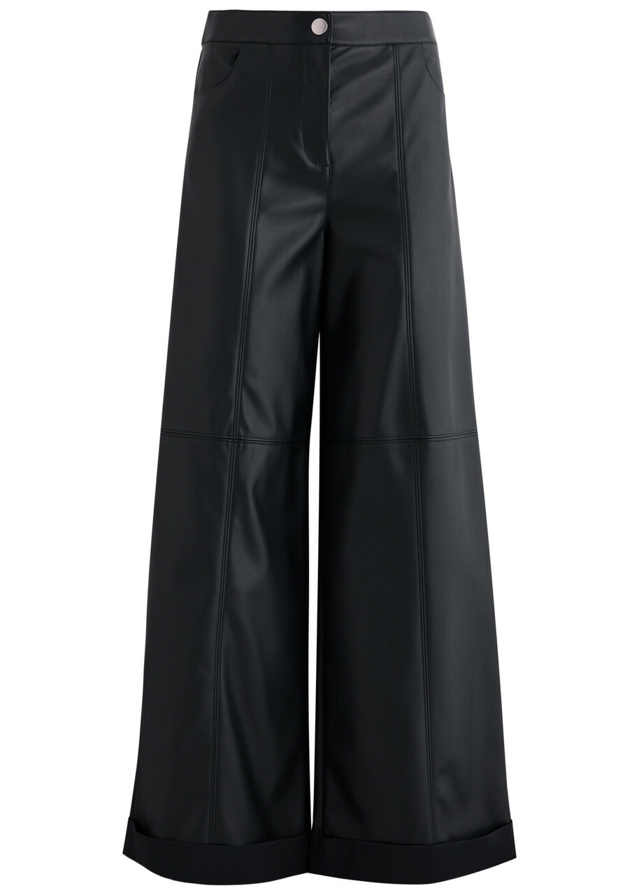 Max Mara Leisure Marina Panelled Faux Leather Trousers Navy