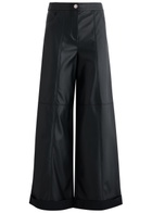 Max Mara Leisure Marina Panelled Faux Leather Trousers Navy